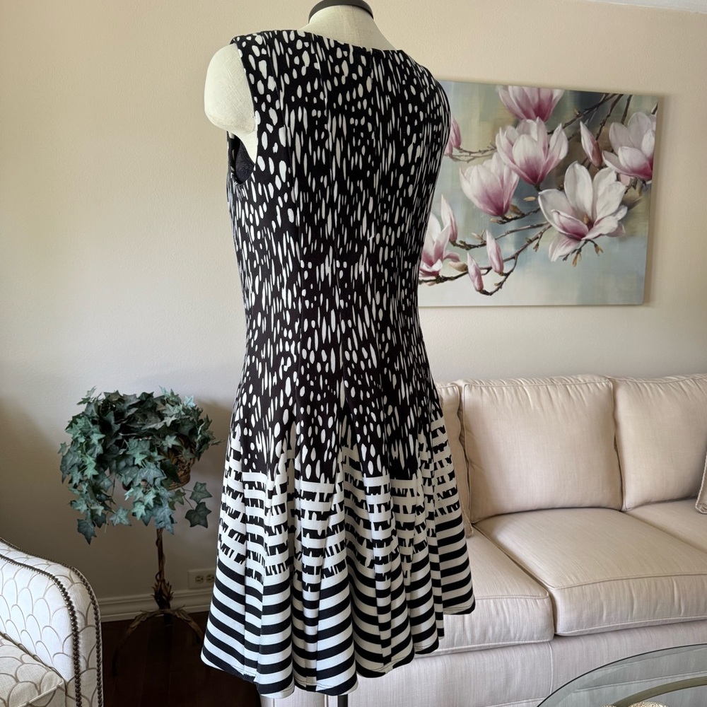 Eliza J Polka Dot And Striped Fit And Flare Dress - Picture 6 of 15